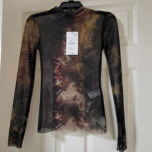 NWT Zara Long Sleeve Sheer Design Mock Neck size S